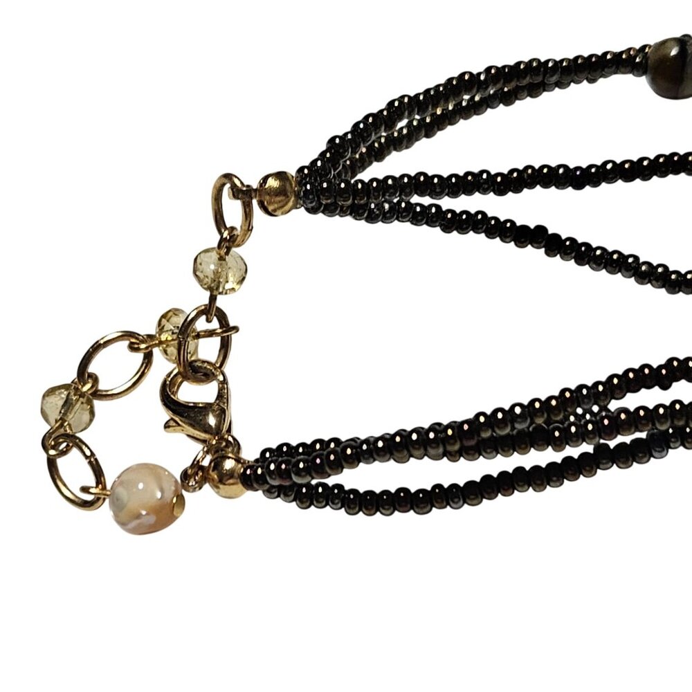 Boho Shell Gemstone Beaded Statement Necklace Lay… - image 4